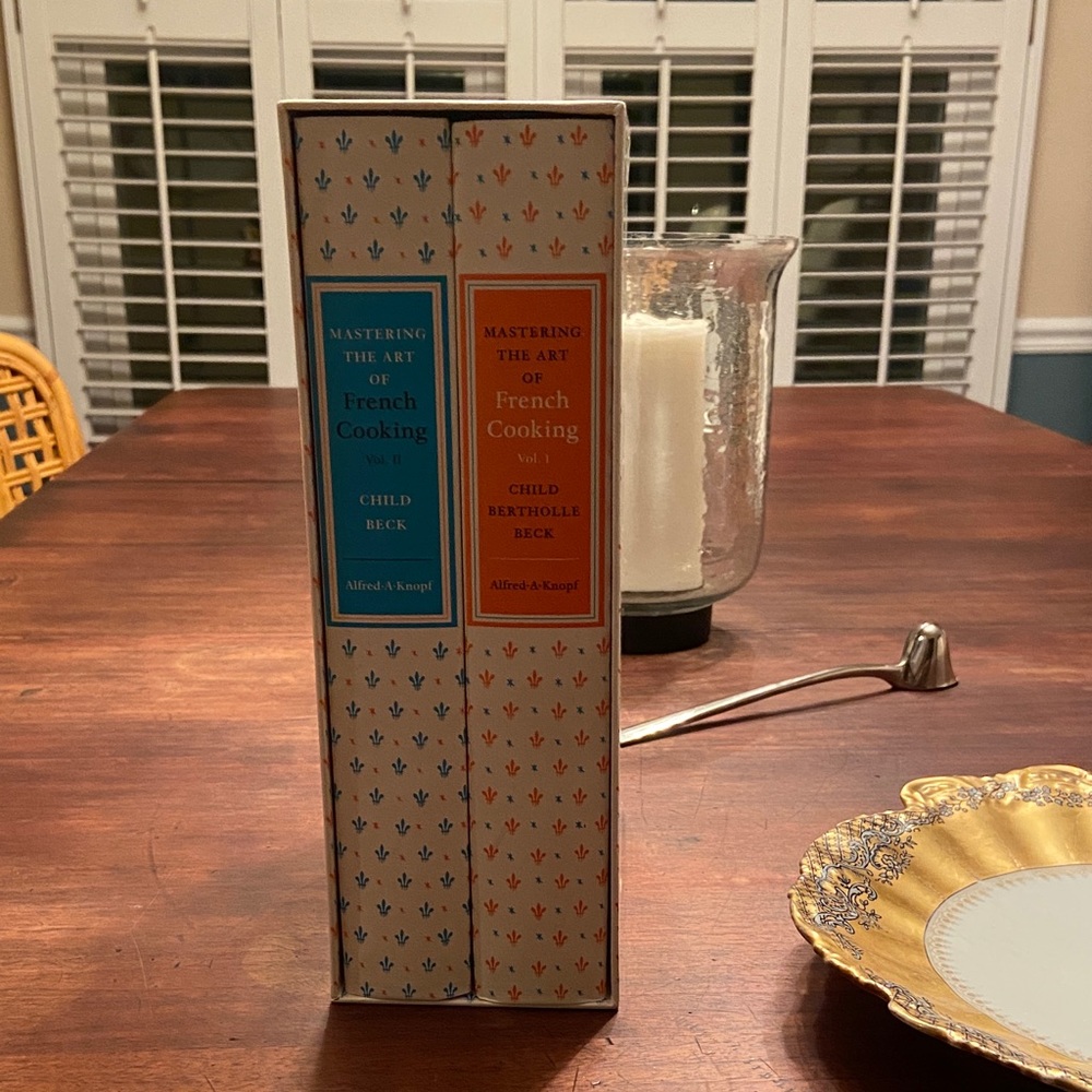 Classic French Cooking Book Set by Child & Beck - Blue and Orange Spines
